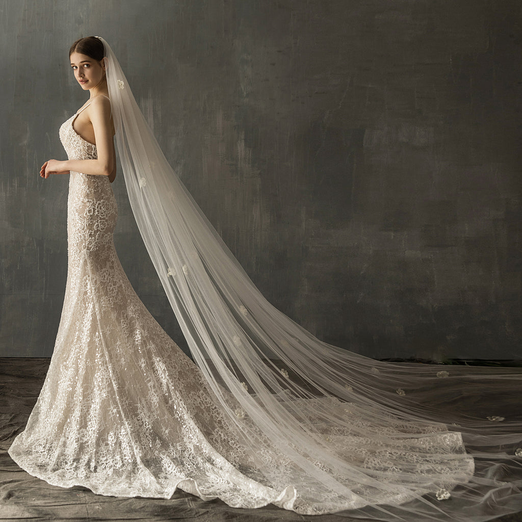 Église nuptiale Mariage Perle Long Tail Tulle