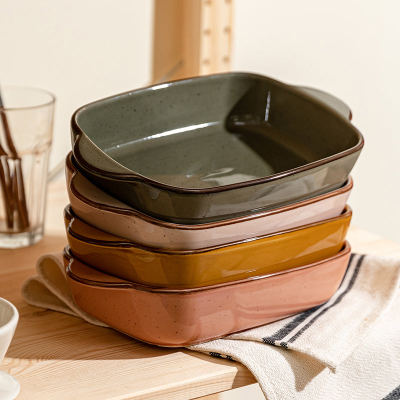 Plateau de riz cuit Bol de cuisson en céramique avec deux oreilles plaque micro-ondes de ménage