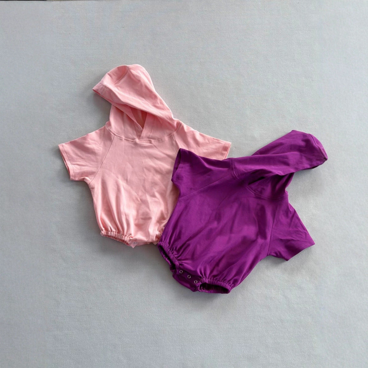 Romper de coton à capuche couleur Candy