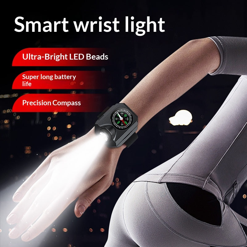 Montre LED Wristlight pour la nuit à vélo et la navigation avec un compas