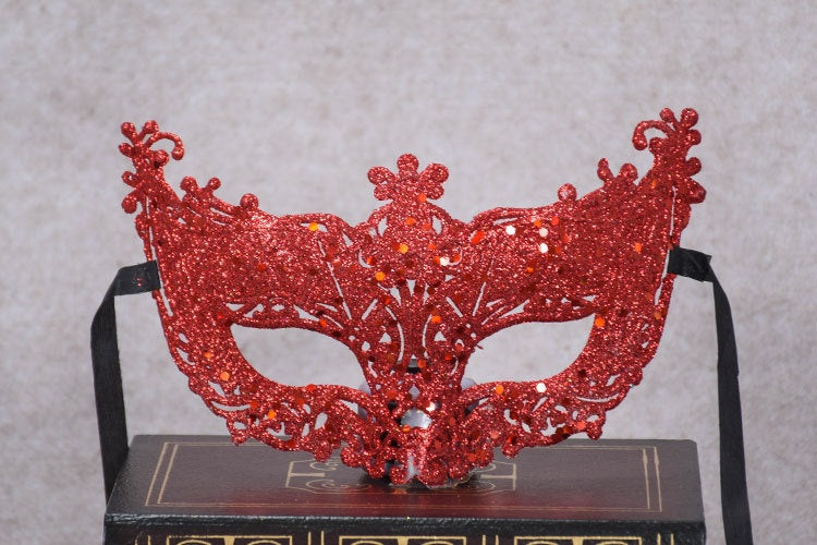 Poudre d'or Masque Sexy Masque Prince Demi-face Femme Robe de fantaisie Masque à oeil de balle