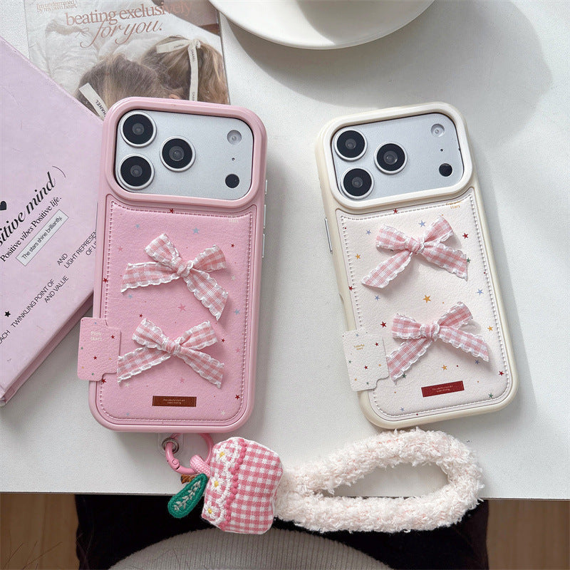 Cas de téléphone couleur Star Ribbon Bow pour femmes