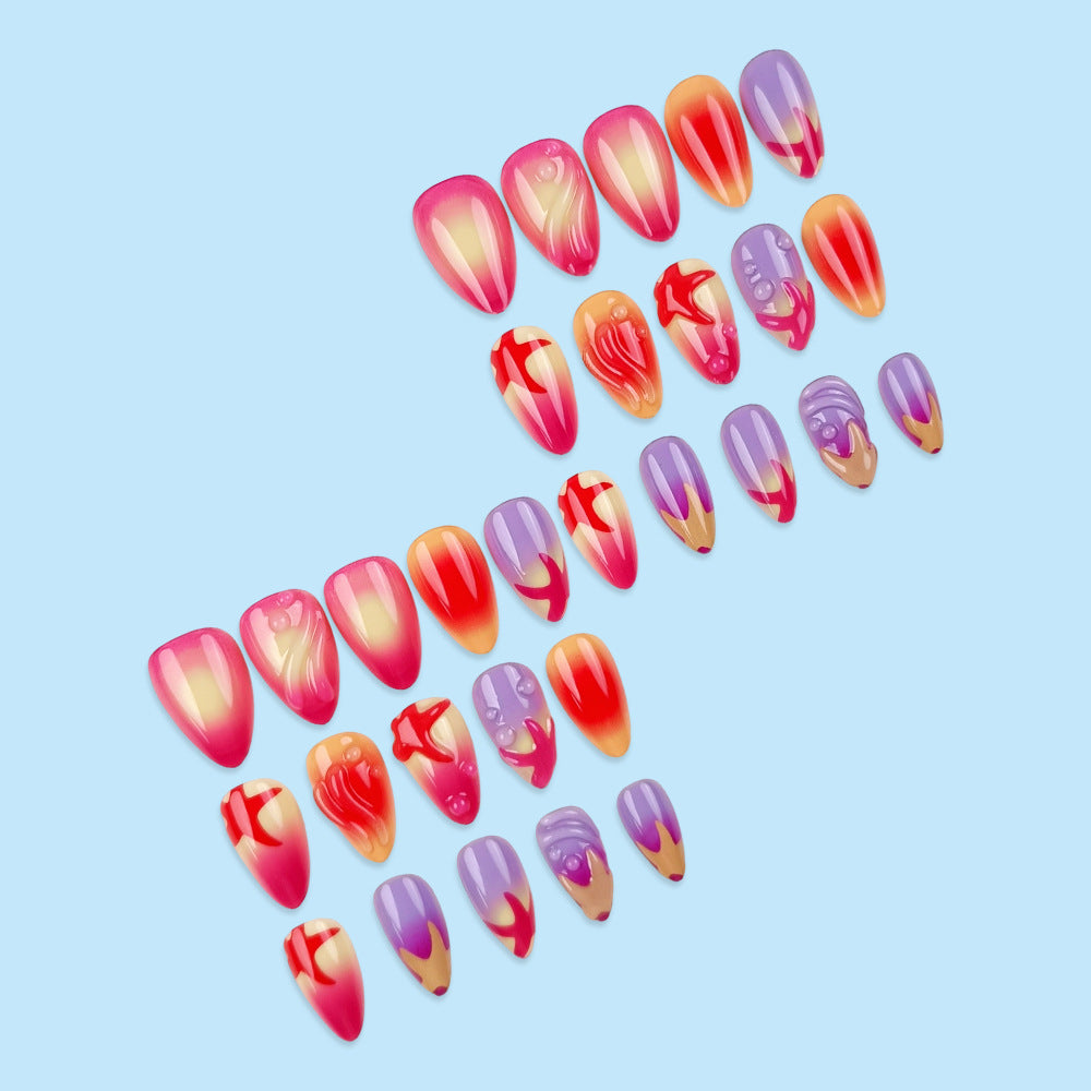 30 pièces de courte amande en forme de presse à ongles polonais Diffusion rose acrylique à ongles Art Stic