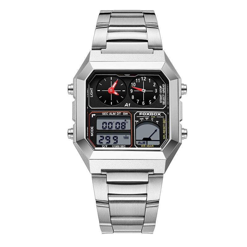 Double affichage Multifonctionnel réveil étanche Montre chronographe sport lumineux
