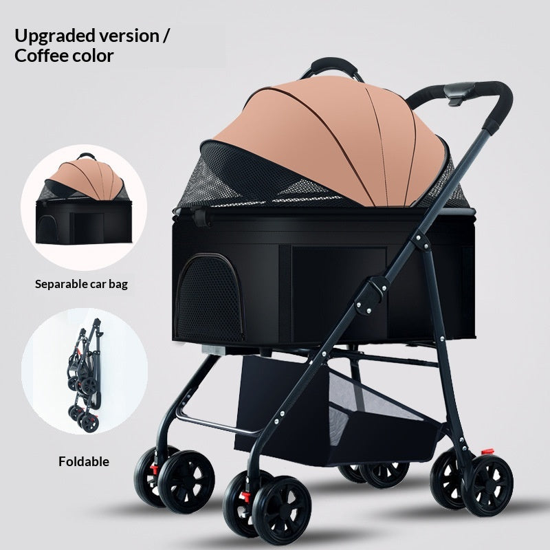 Poussette pour animaux pour chiens et chats Cage amovible portable avec conception pliante pour Po extérieur
