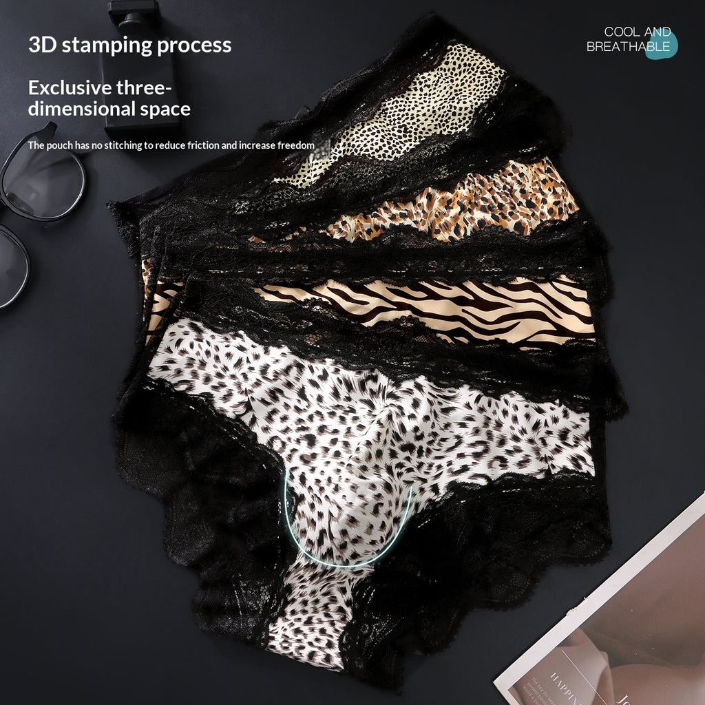 Silk Leopard-print Dentelle Breathable Slips pour hommes