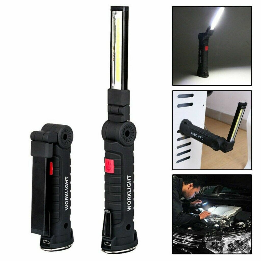 2PCS 5Modes Magnetic Rechargeable COB LED RED Lampe de lumière de travail Folding Torch USA