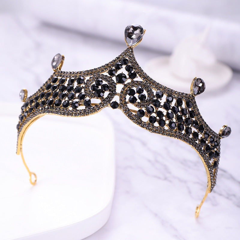 Retro Baroque Black Mariage Royale Couronne décorative