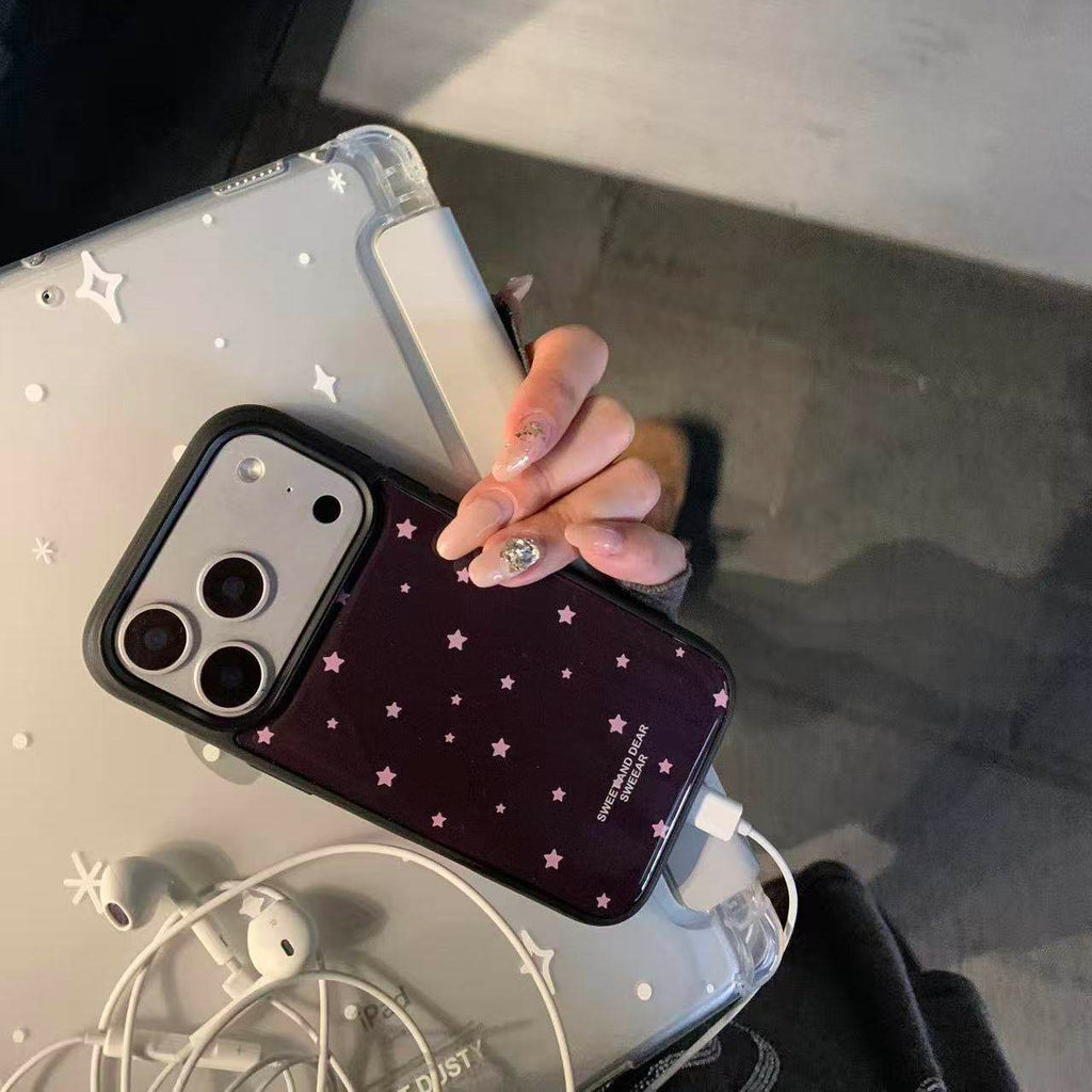 Cas de téléphone magnétique couleur étoilée avec bords noirs