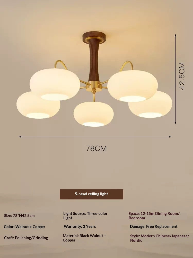 Lampe de chambre et salle à manger de style crémeux Walnut rétro