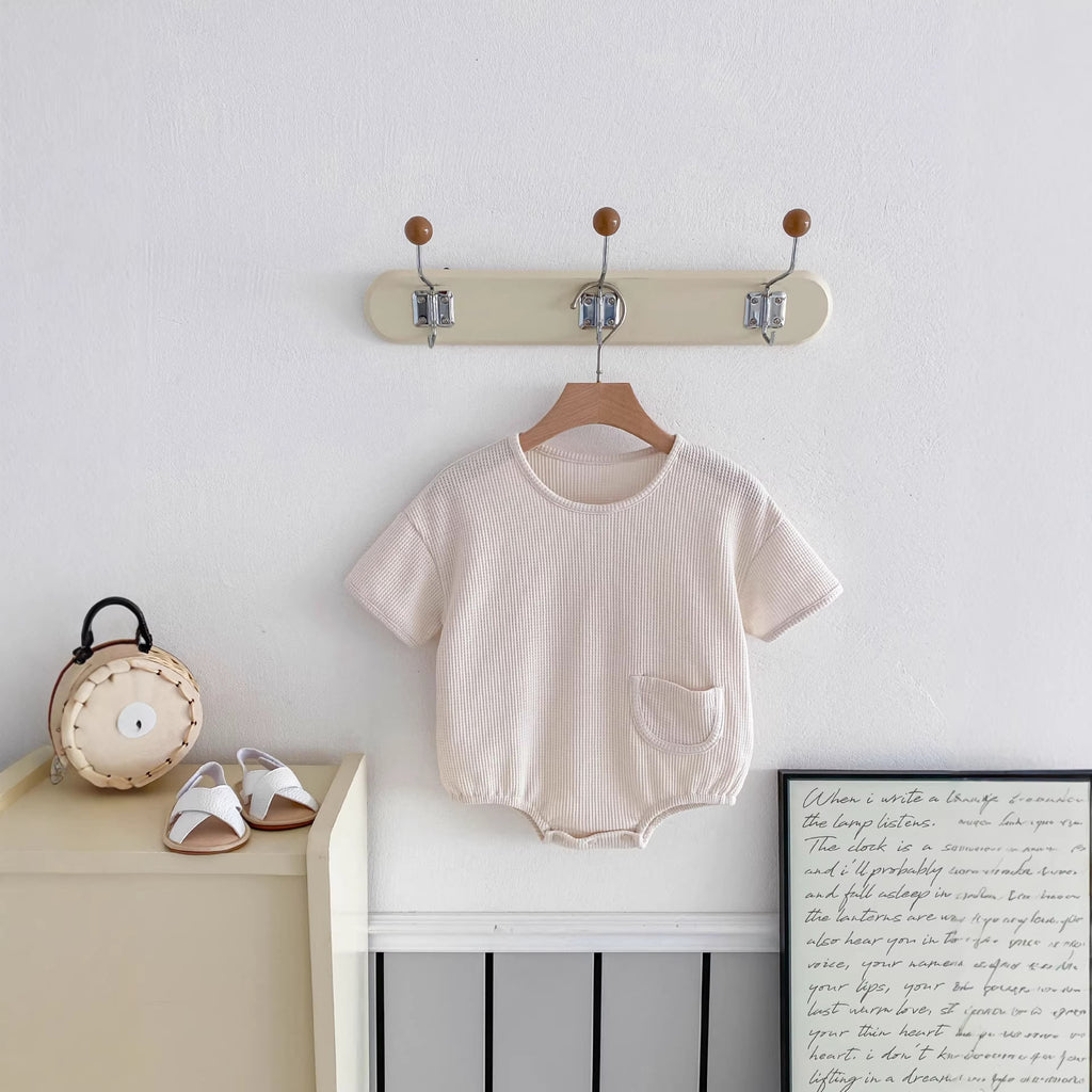 Bébés Simple et confortable Waffle-knit à manches courtes Onesie