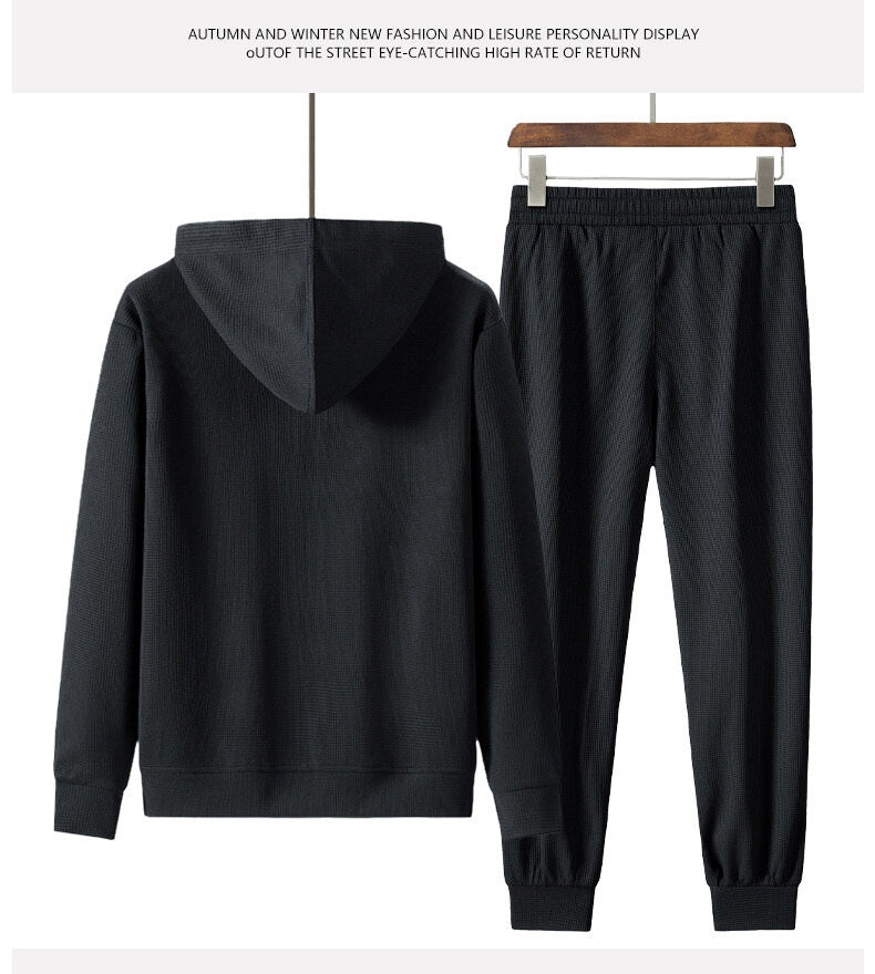 Tendance de mode homme Waffle à capuche Casual Sports Suit