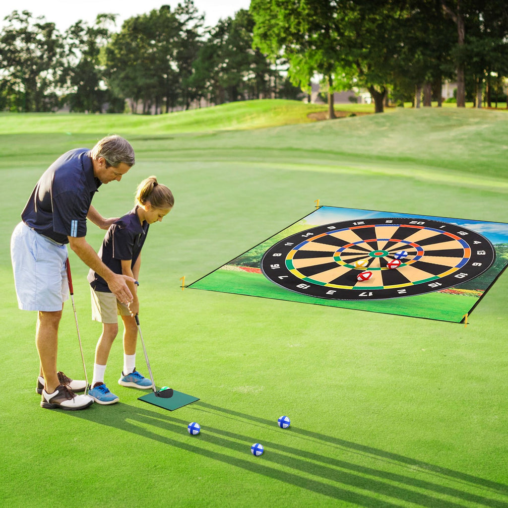 Golf Chipping Dart Jeu Mat Set avec 20 balles collantes au sol Stakes Crochets suspendus portant
