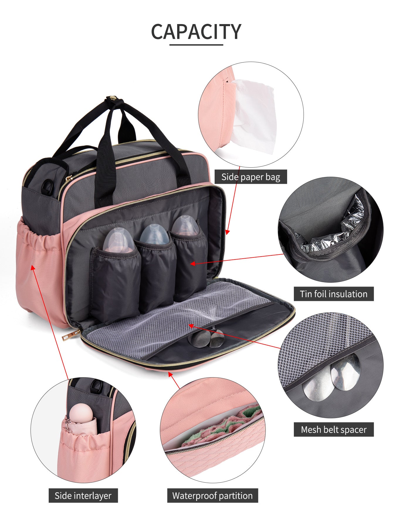 Grande capacité porte-main Multifonctionnel Crossbody Oxford Couche sac