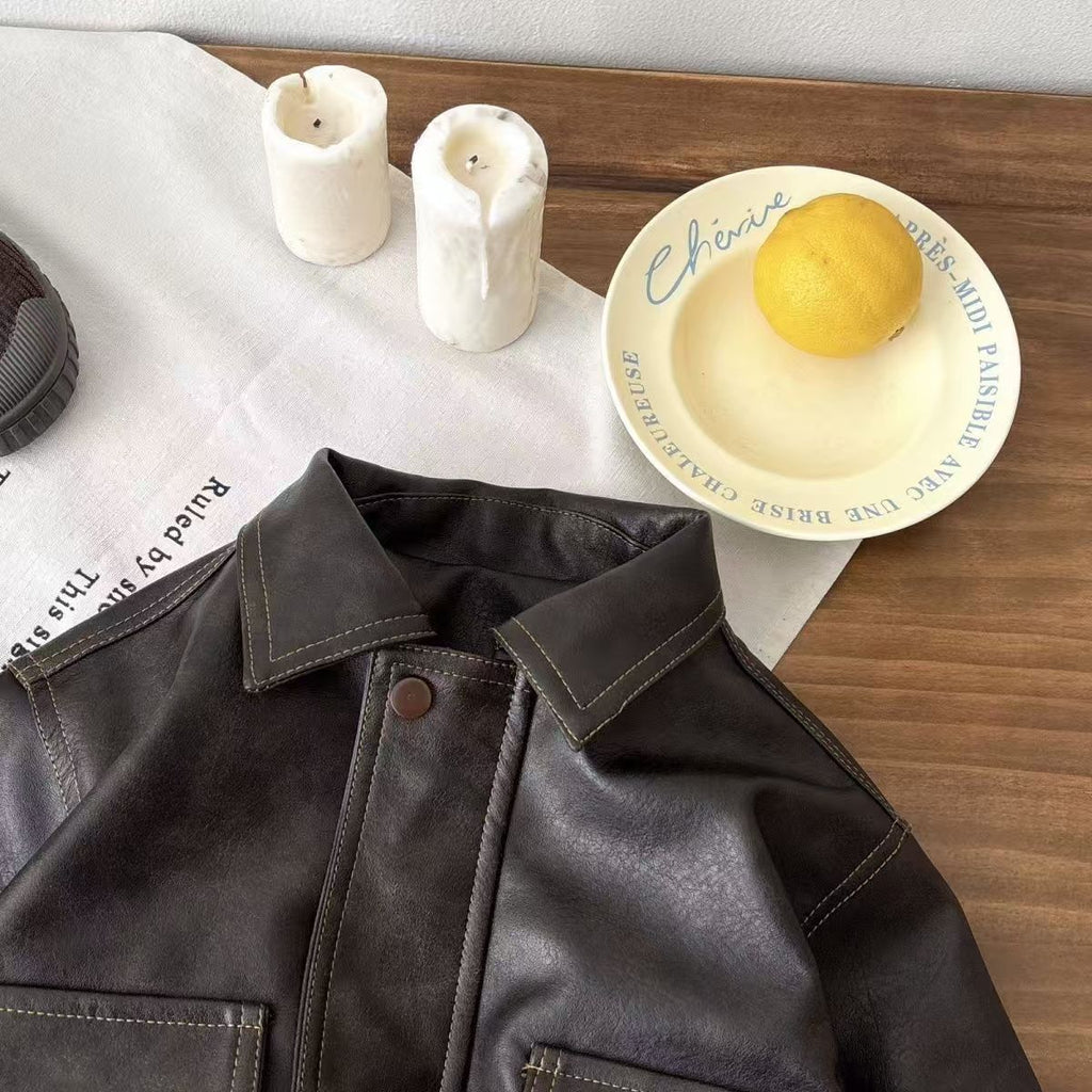 Haut de veste en cuir pour enfants