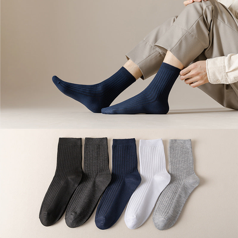 Chaussettes longues en coton de couleur solide pour l'automne Et l'hiver
