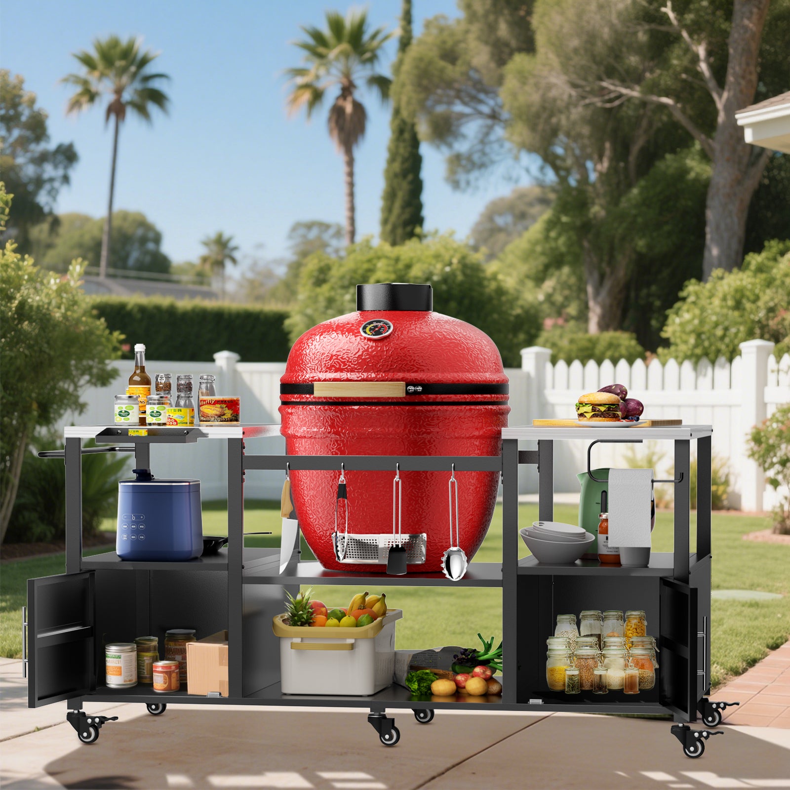 Table de grill extérieur pour Big Green Egg Style BBQ