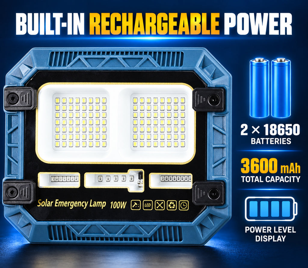 Afficheur de batterie rechargeable alimenté par l'énergie solaire 18650 W8113 1 Télécommande LED Flood Light Re