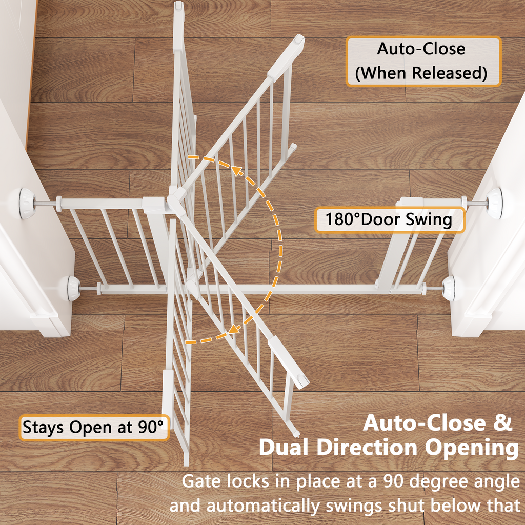 29,5-45,3" Wide Baby Gate avec protecteur mural pour escaliers