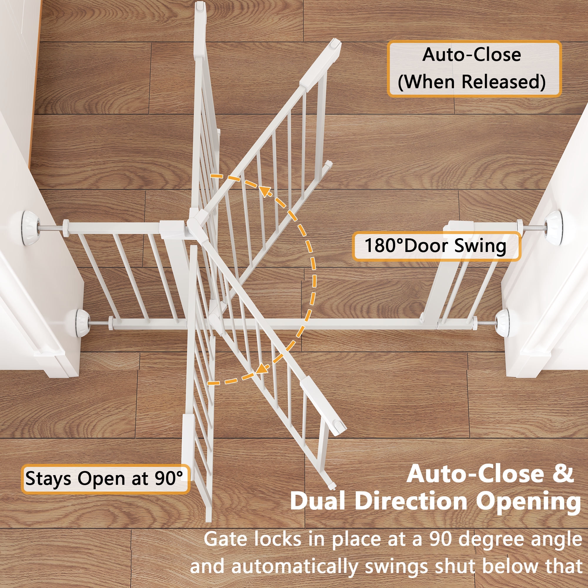 29,5-45,3" Wide Baby Gate avec protecteur mural pour escaliers