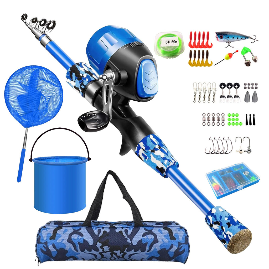 Barre de pêche – Ensemble de tige télescopique et bobine – Accessoires de pêche