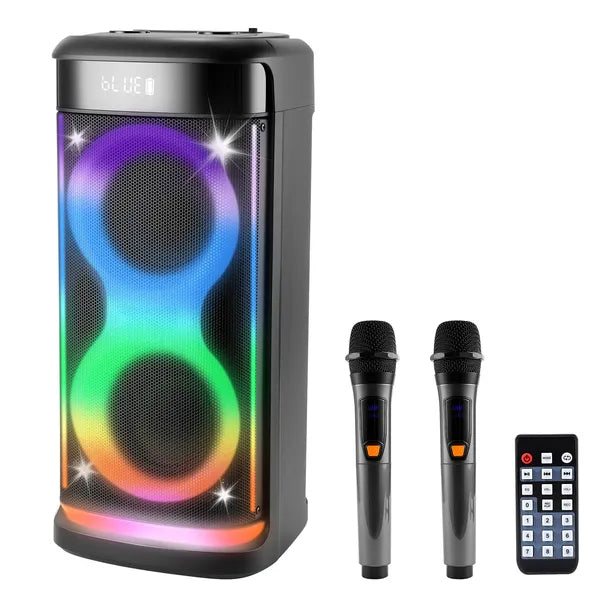 Haut-parleur de partie sans fil portable avec lumière LED sans fil Mic télécommande TWS Treble Basse
