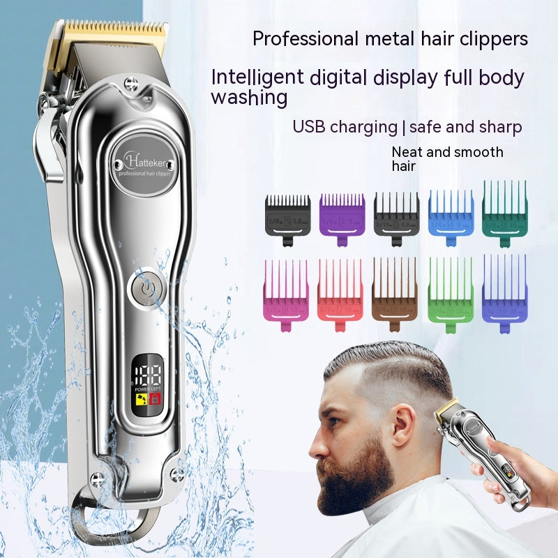 Ciseaux de cheveux Machine en métal Intelligent LED écran LCD Salon de cheveux Lavage Clippe électrique