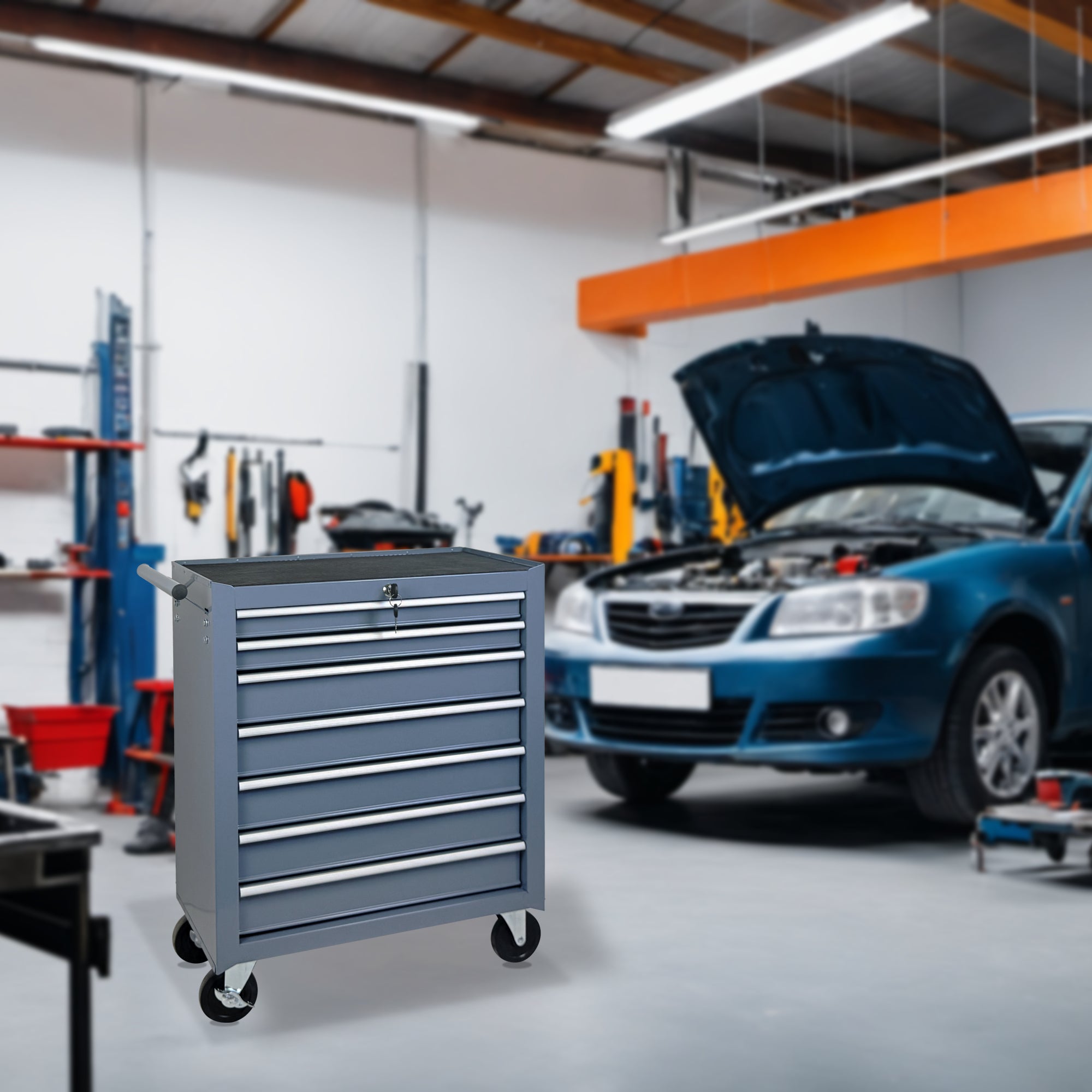Roulement de coffre à outils avec boîte à outils 7-Drawer avec roues Multifonctionnel Tool Cart Mécanique T