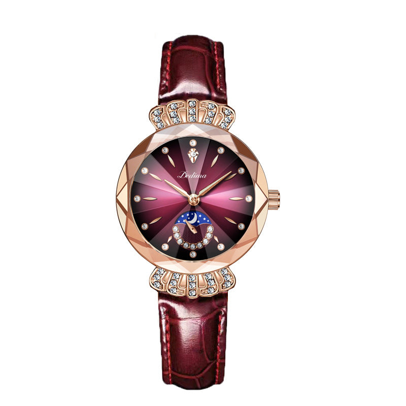 Femmes Diamant-embelli résistant à l'eau Bracelet en acier Casual Luxury Watch