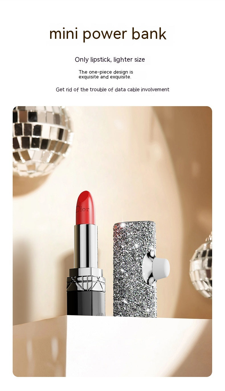 Diamond Pocket Capsule Emergency Power Bank Mini Lipstick intégré au diamant Petit Portable