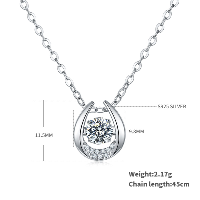 S925 Argent Sterling 0.5ct D Couleur VVS1 Moissanite Collier en fer à cheval 45cm Platine plaquée