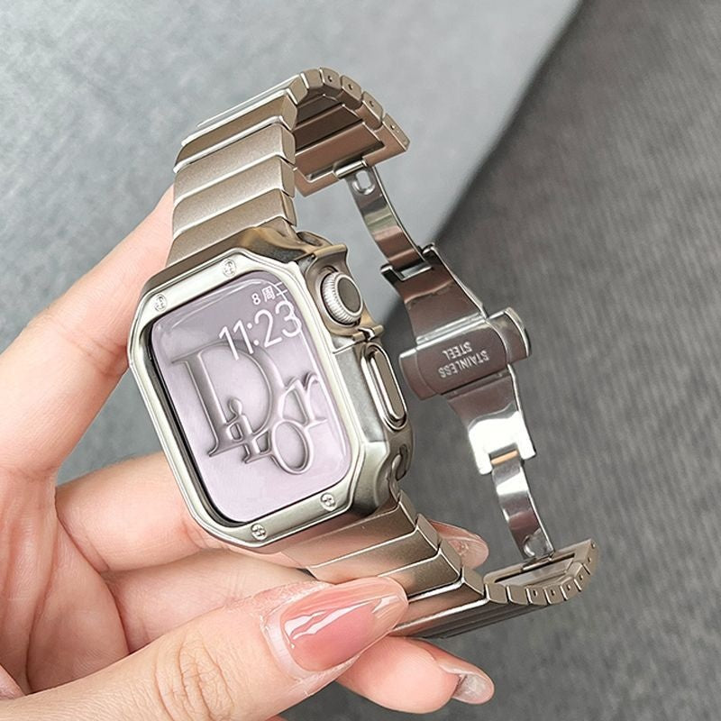 Bracelet de montre en métal acier inoxydable avec papillon