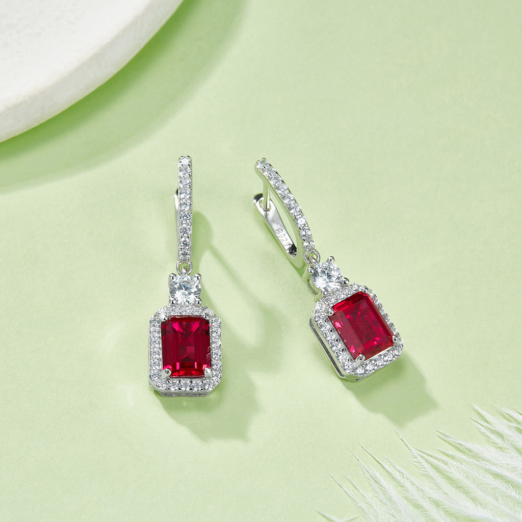 S925 Boucles d'oreilles de lab-grown en argent sterling coupées en gouttes