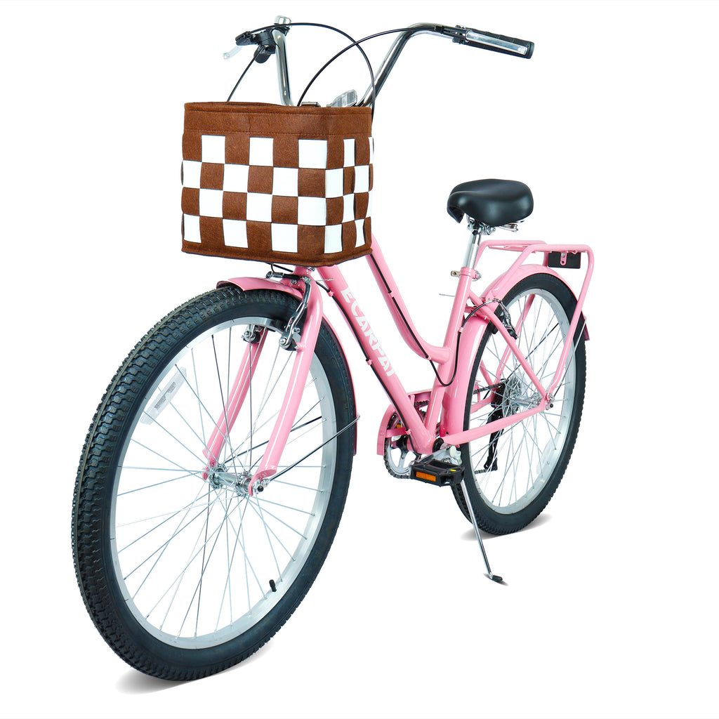 26 pouces vélo de navette de ville à 7 vitesses avec serrure et panier amovible Cadre en acier haute sensibilité