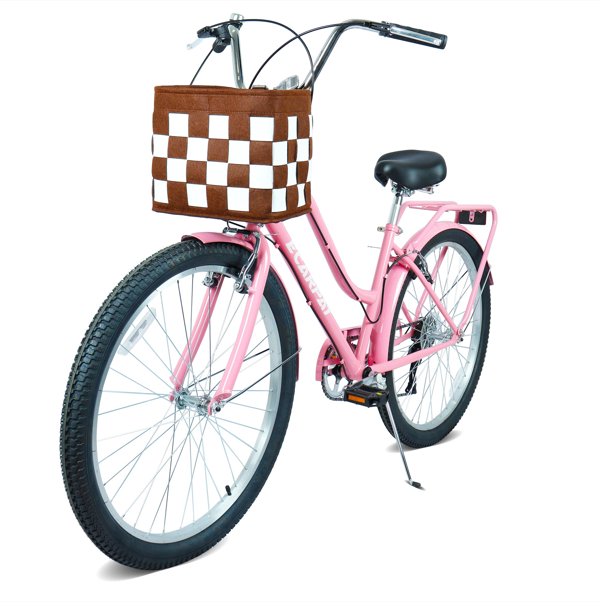 26 pouces vélo de navette de ville à 7 vitesses avec serrure et panier amovible Cadre en acier haute sensibilité
