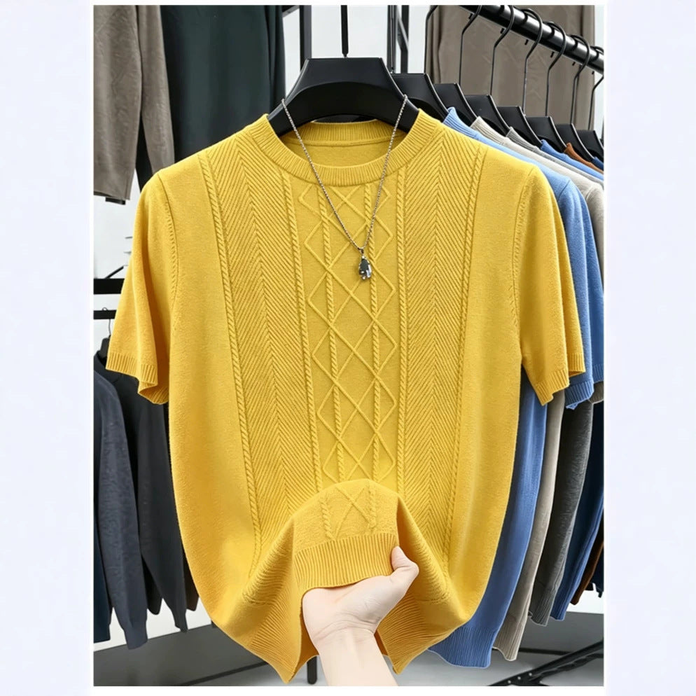 Haut à manches courtes tricotées en V-Neck pour hommes