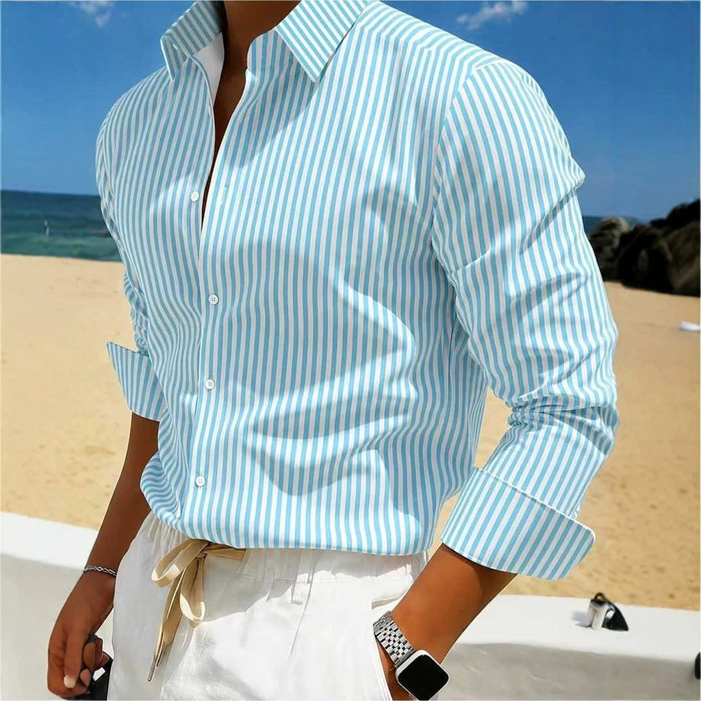 Chemise à manches longues rayées pour homme pour l'été