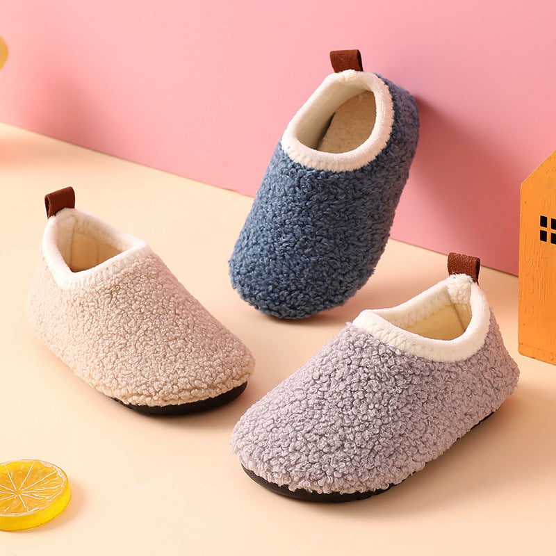 Pantoufles de coton d'automne et d'hiver à doublure polaire pour enfants