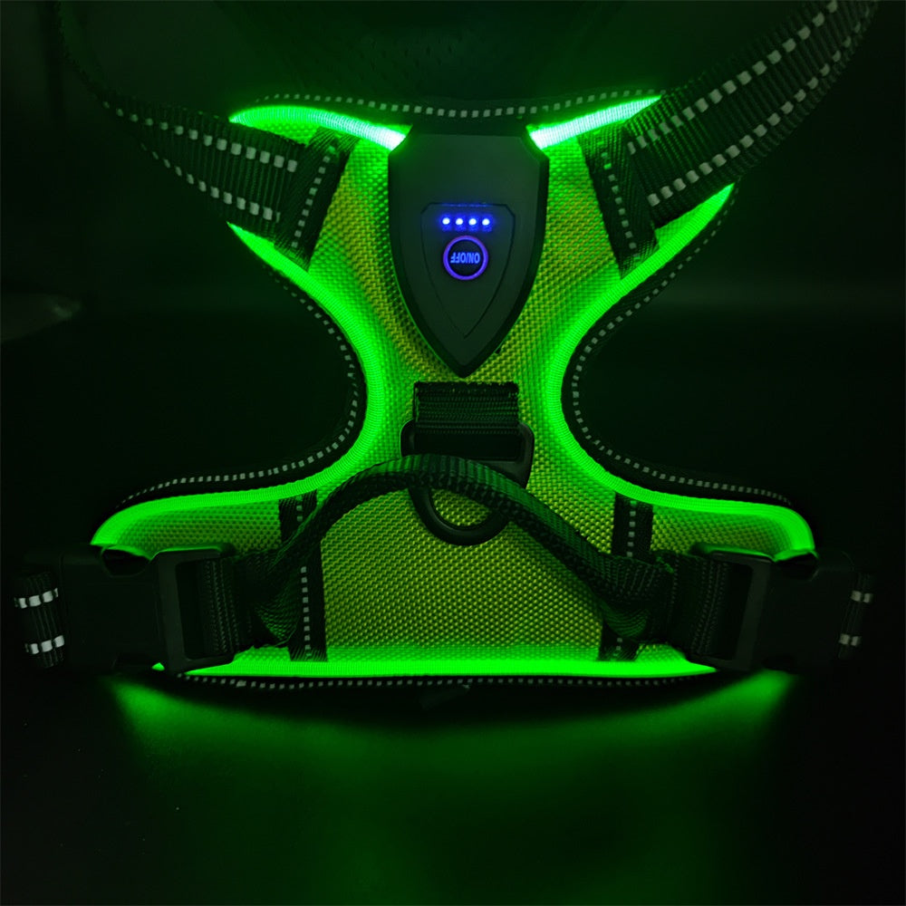 Led Pet Light-Up Harness Nighttime Dog Walking Anti-Collision Veste d'éclair réglable pour
