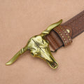 Ceinture en cuir de vache pour hommes avec rivets embossés