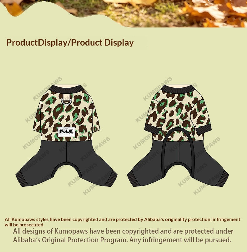 Costume de saut d'hiver chaud Leopard imprimé à quatre pattes épais