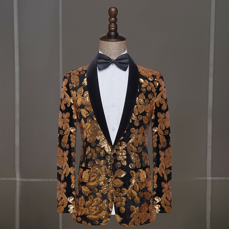 Men's Velvet Sequin Casual Versatile Blazer