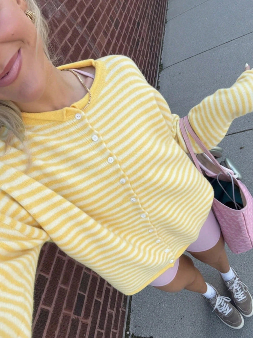 Haut de Cardigan à épaulettes à tête unique, à rayures contrastantes