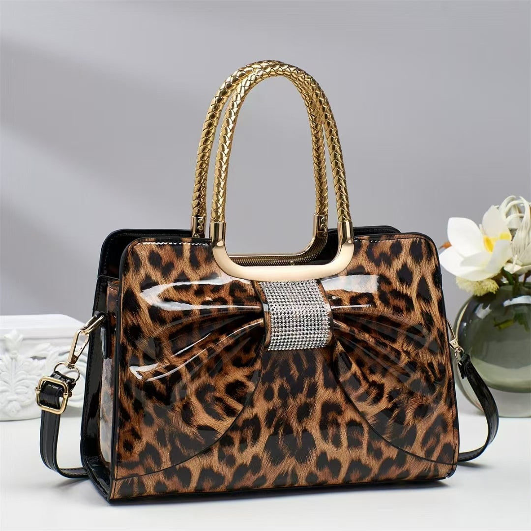Chaud-pierre embellie Versatile Mode Chic Leopard-print Sac Femmes