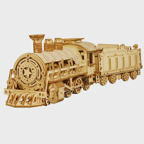 Puzzle 3D en bois Kits de modèle de train mécanique Le cerveau Puzzles de construction de véhicules Kits Un