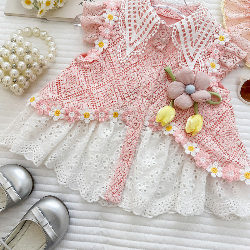 Été Coréen-style doux et élégant ensemble deux-pièces pour les filles bébé