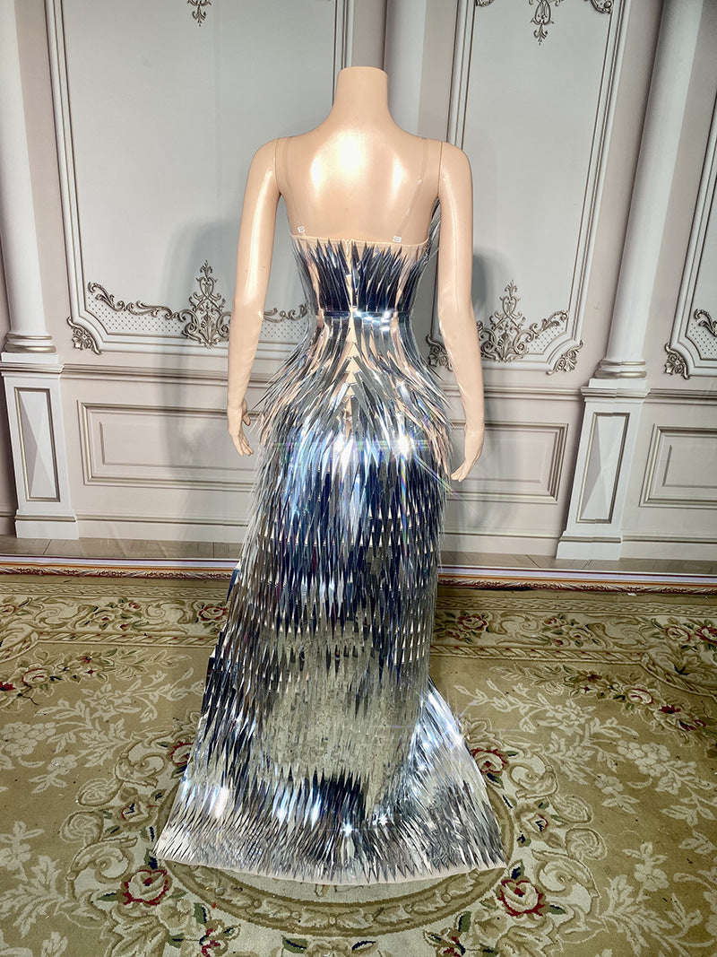Scène avancée légère robe de soirée de luxe à laqué Design latéral fente Tail Slim Tempérament