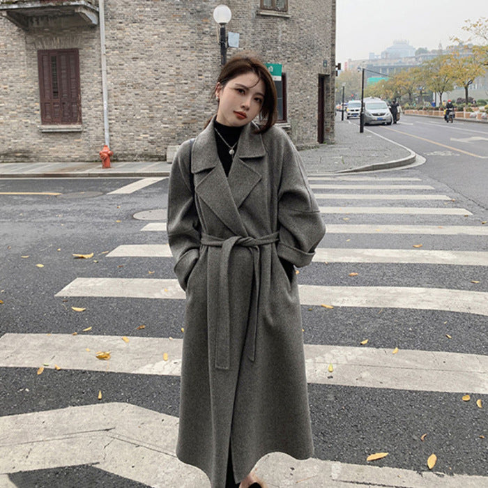 Manteau de laine à double face Versatile de taille moyenne pour femme pour l'automne et l'hiver parfait