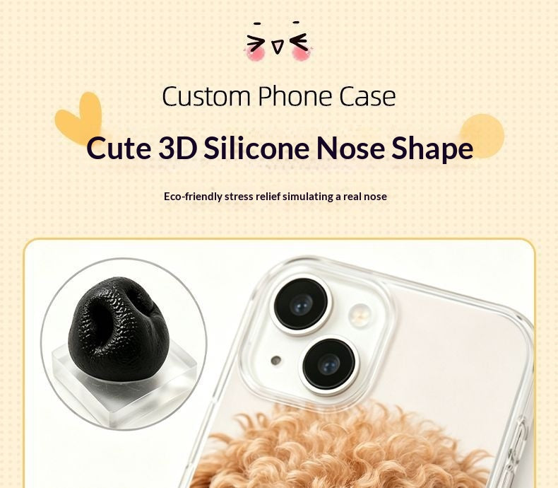 Cas personnalisés de téléphone pour animaux avec le nez d'un petit chien qui peut être moulé.