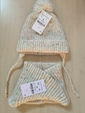 Fausse boule de fourrure décoratif bébé tricoté chapeau en laine tricoté écharpe tricoté ensemble deux-pièces
